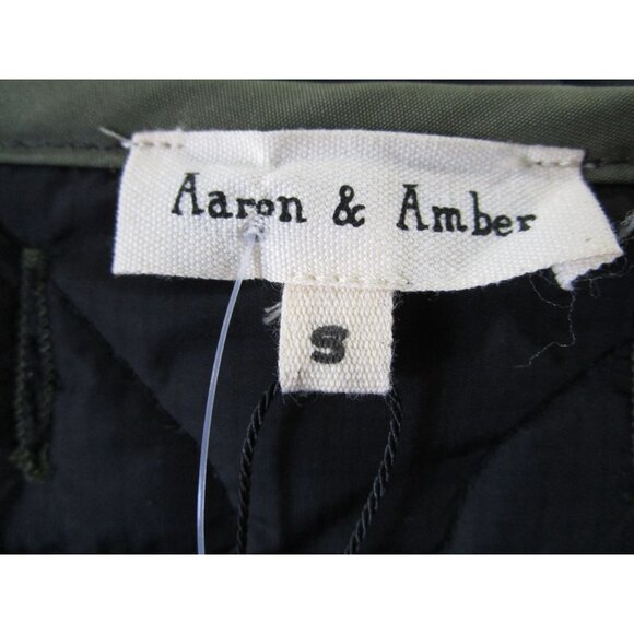 Aaron Amber Small Quilted Nylon Jacket Black Green Button Front NY Co New - Picture 5 of 16